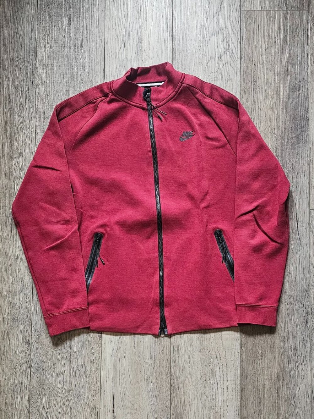 Nike Mens Red Tech Fleece Full Zip Bomber Jacket Size Large